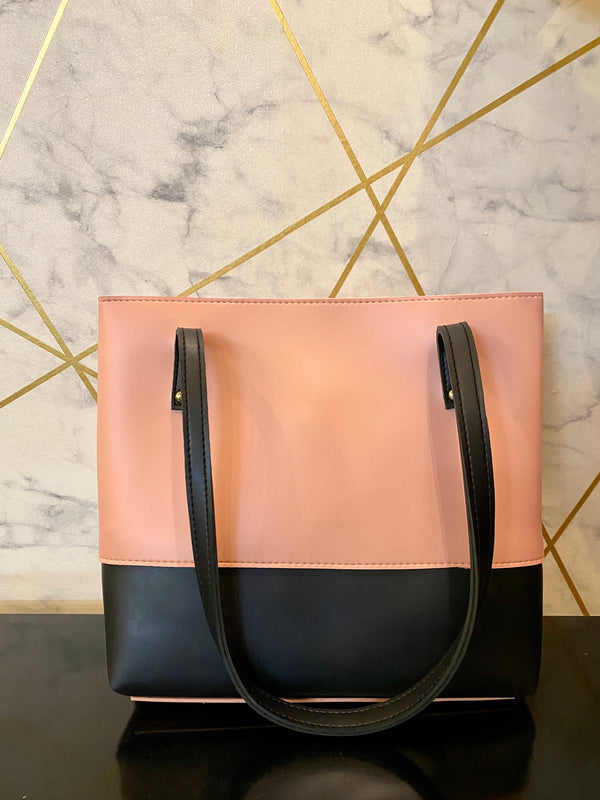 Blush & Black Elegance Tote mahyal's.com