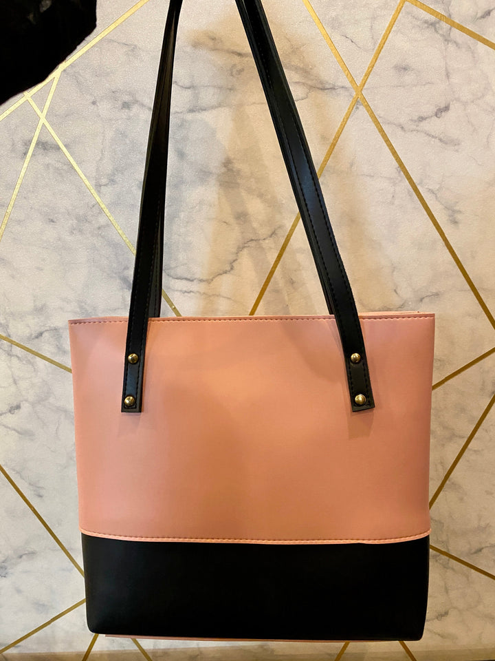 Blush & Black Elegance Tote mahyal's.com