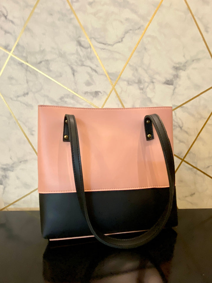 Blush & Black Elegance Tote mahyal's.com