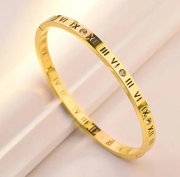 Roman Numeral Stainless Steel Bangle mahyal's